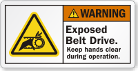 Exposed Belt Drive Keep Hands Clear Warning Label