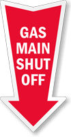 Gas Main Shut Off Arrow Safety Label
