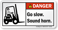 Go Slow Sound Horn ANSI Danger Label