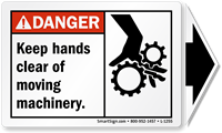 ANSI Danger Moving Machinery Label with Detachable Arrow