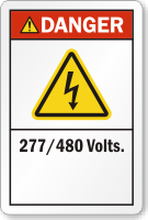 277/480 Volts ANSI Danger Label