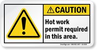 Hot Work Permit Required In This Area Label