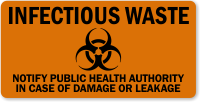 Infectious Waste Notify Public Health Authority Biohazard Label