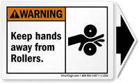 Keep Hands Away From Rollers ANSI Warning Label