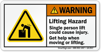 Lifting Hazard, Get Assistance ANSI Warning Label