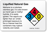 Liquified Natural Gas NFPA Chemical Hazard Label