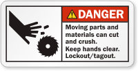 Moving Parts Can Cut And Crush Danger Label