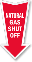 Natural Gas Shut Off Arrow Safety Label