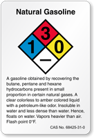 Natural Gasoline NFPA Chemical Label