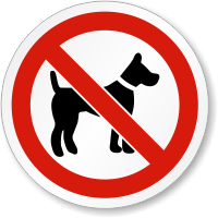 No Dog Allowed ISO Prohibition Safety Symbol Label