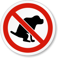No Dog Poop ISO Prohibition Safety Symbol Label