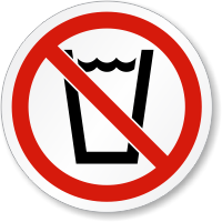 No Drinking ISO Prohibition Safety Symbol Label