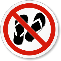 No Open Toed Footwear ISO Prohibition Symbol Label