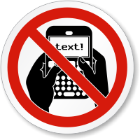 No Texting ISO Prohibition Safety Symbol Label