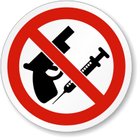 No Weapons And Drugs ISO Prohibition Symbol Label