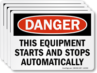 This Equipment Starts And Stops Automatically Danger Label