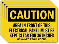 Area In Front Of This Electrical Panel Label