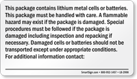 Package Contains Lithium Batteries Label