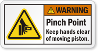 Pinch Point Keep Hands Clear ANSI Warning Label