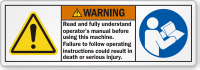 Read Operator's Manual Before Using This Machine Label