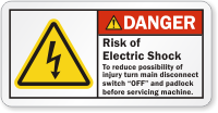 Risk Of Electric Shock Padlock Machine Danger Label