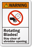 Rotating Blades Stay Clear Of Shredder Opening Label