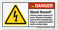 Shock Hazard Disconnect All Power Sources Label
