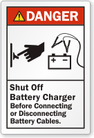 Shut Off Battery Charger Before Connecting/Disconnecting Label