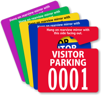 Visitor Parking Permit Mirror Hang Tag Small Size