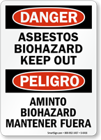 Bilingual Asbestos Biohazard Keep Out OSHA Danger Sign