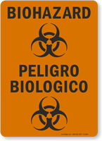 Bilingual Biohazard Peligro Biologico Sign