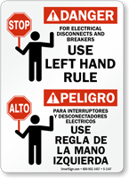 Bilingual Electrical Disconnects Use Left Hand Rule Sign