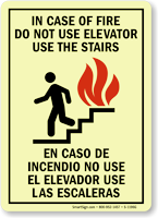 In Case Of Fire Use Stair Bilingual Sign