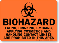 Biohazard Eating Smoking Cosmetics Prohibited Sign