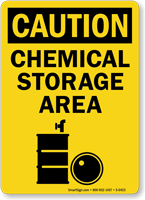 Caution Chemical Storage Area Sign