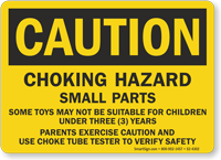 Choking Hazard Small Parts Not For Children Under 3 Sign