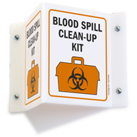 Blood Spill Clean-up Kit (biohazard graphic) Sign