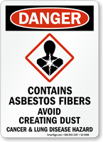 Contains Asbestos Fibers Avoid Creating Dust Danger Sign