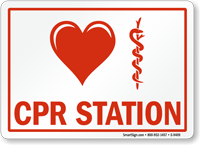 Heart Caduceus Snake Medical Symbol, CPR Station Sign