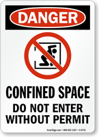Danger: Confined Space Do Not Enter Sign