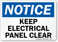 Notice Keep Electrical Panel Clear Sign