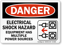 Electrical Shock Hazard Multiple Power Sources Equipment Sign
