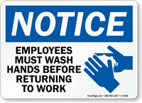 Notice Employees Must Wash Hands Sign