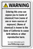 Environmental Exposure Prop 65 Sign