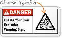 EXPLOSIVE Danger Explosion Warning Safety Vinyl Decal Sticker - 100mm - Gloss Finish