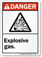 Danger ANSI Explosive Gas Sign