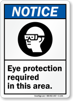 Notice (ANSI): Eye Protection Required (graphic) Sign