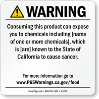 Food Exposure Prop 65 Sign