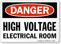 High Voltage Electrical Room Danger Sign