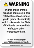 Hotel Exposure Prop 65 Sign